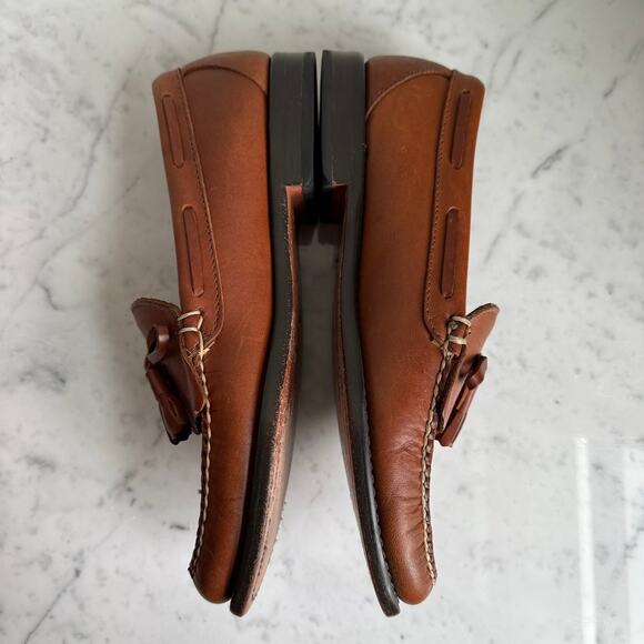 L.L. Bean Brown Leather Tassel Loafers Preppy Men’s Size 7.5 | Women's 9 - Picture 5 of 10